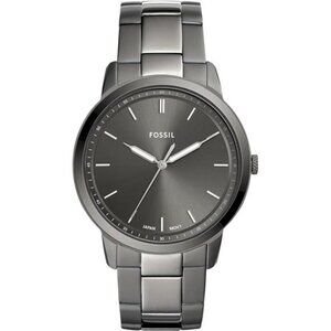 Men's Minimalist Quartz Stainless Steel and Leather Three-Hand Watch